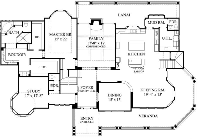 Floor Plan First Story of Victorian Plan #134-1071