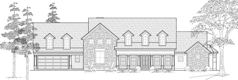 3-Bedroom, 3538 Sq Ft Country Home Plan - 134-1076 - Main Exterior
