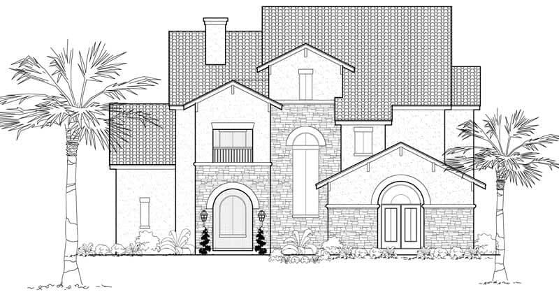 3-Bedroom, 3540 Sq Ft Mediterranean Home Plan - 134-1084 - Main Exterior