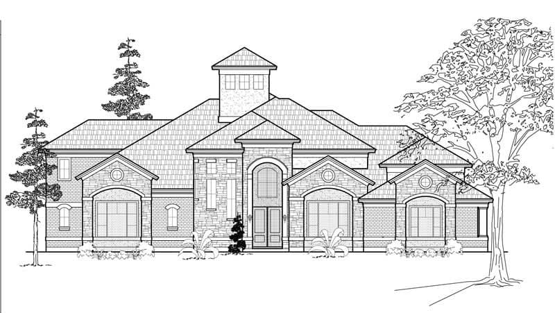 3-Bedroom, 5405 Sq Ft Luxury Home Plan - 134-1085 - Main Exterior