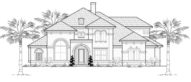 5-Bedroom, 4839 Sq Ft Mediterranean House Plan - 134-1088 - Front Exterior