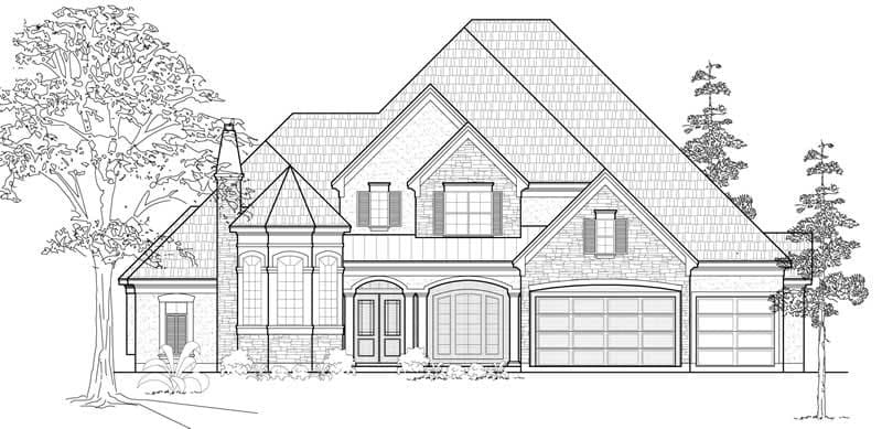 3-Bedroom, 3941 Sq Ft Luxury House Plan - 134-1110 - Front Exterior