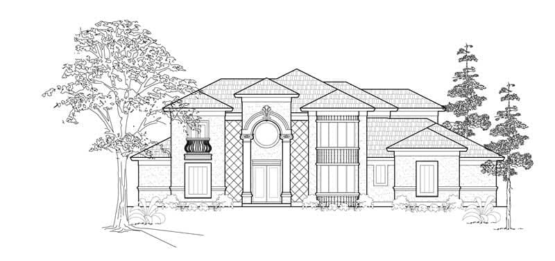 3-Bedroom, 3671 Sq Ft European House Plan - 134-1157 - Front Exterior