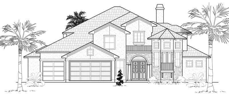 4-Bedroom, 4270 Sq Ft Mediterranean House Plan - 134-1173 - Front Exterior
