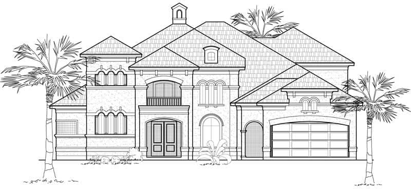 4-Bedroom, 4163 Sq Ft Mediterranean Home Plan - 134-1202 - Main Exterior