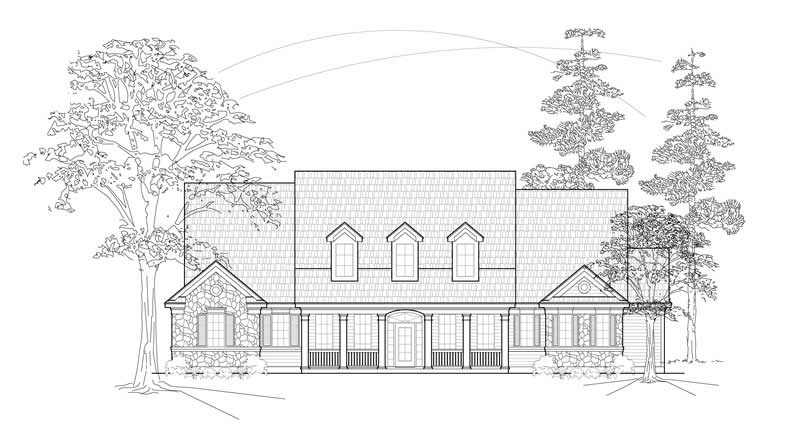 3-Bedroom, 2712 Sq Ft Country House Plan - 134-1235 - Front Exterior