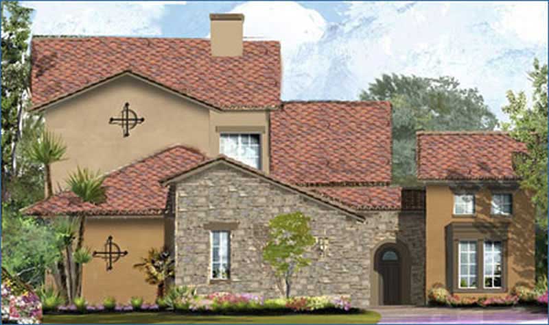 3-Bedroom, 3287 Sq Ft Mediterranean House Plan - 134-1245 - Front Exterior