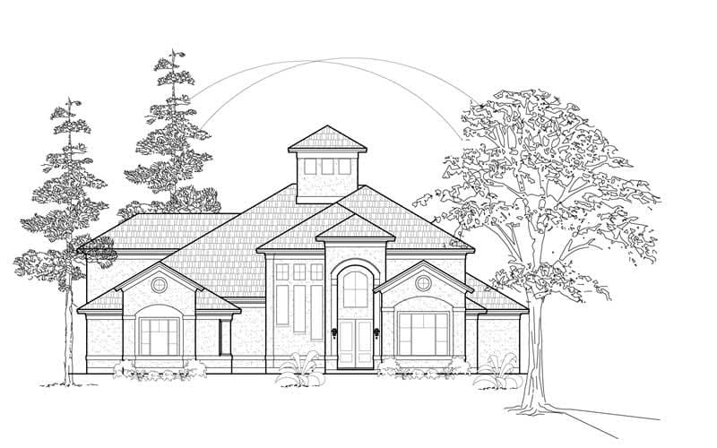 3-Bedroom, 3436 Sq Ft Mediterranean House Plan - 134-1253 - Front Exterior