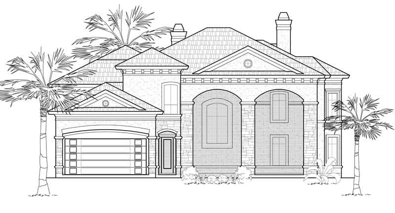 4-Bedroom, 4550 Sq Ft Mediterranean Home Plan - 134-1340 - Main Exterior