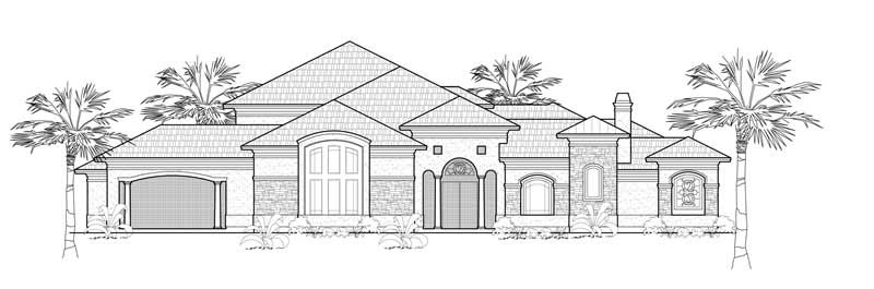4-Bedroom, 4250 Sq Ft Luxury House Plan - 134-1411 - Front Exterior