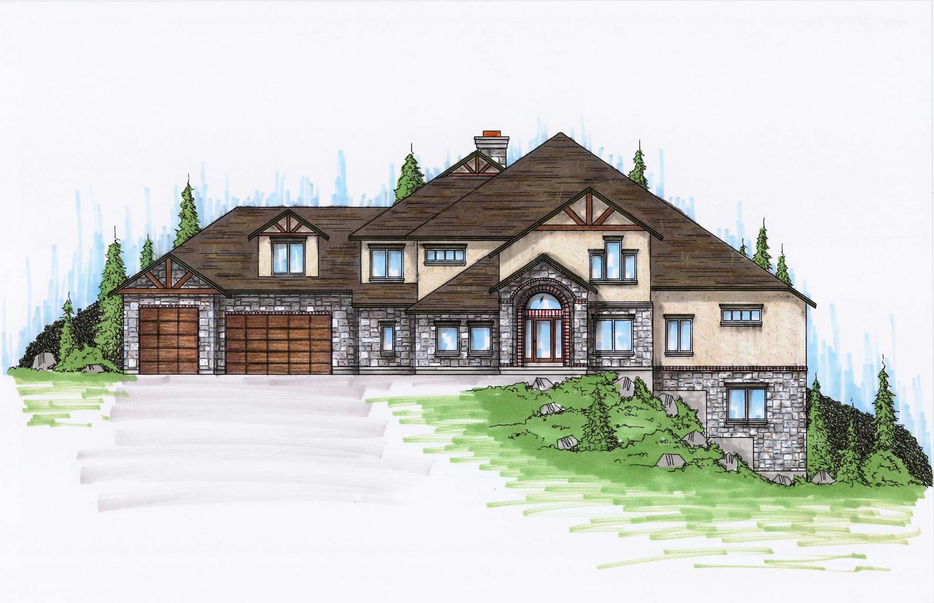 7-Bedroom, 4537 Sq Ft Luxury House Plan - 135-1004 - Front Exterior