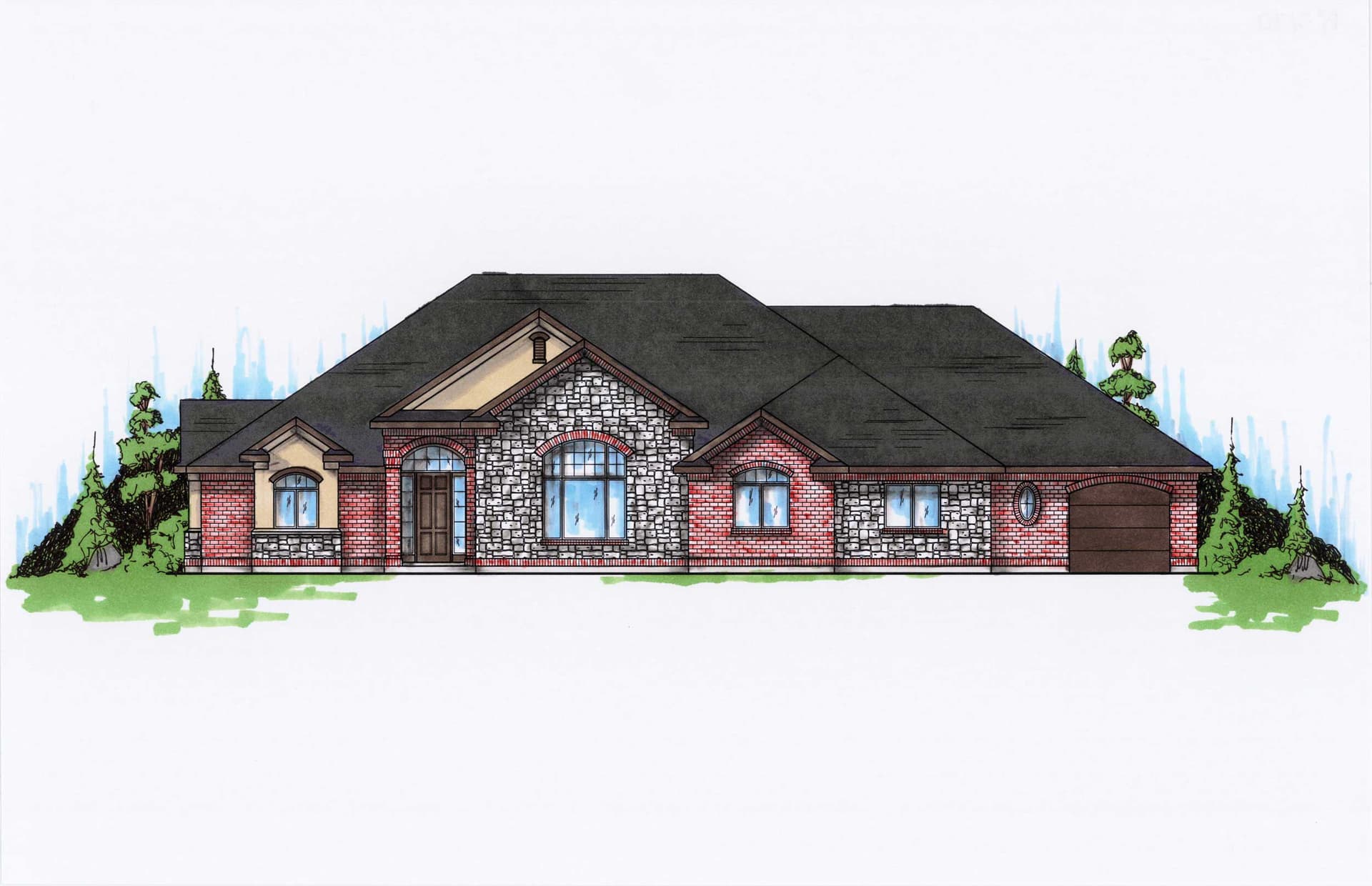 3-Bedroom, 3170 Sq Ft Ranch Home Plan - 135-1006 - Main Exterior