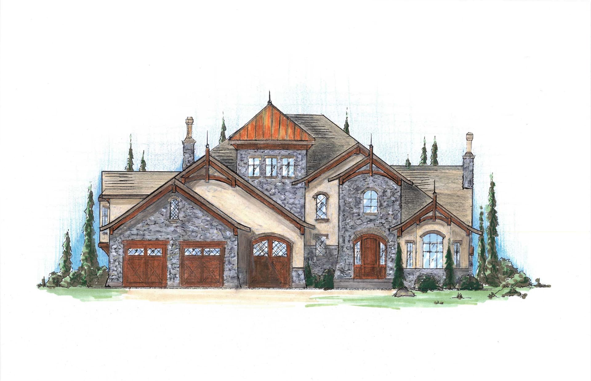 4-Bedroom, 4123 Sq Ft European House Plan - 135-1021 - Front Exterior