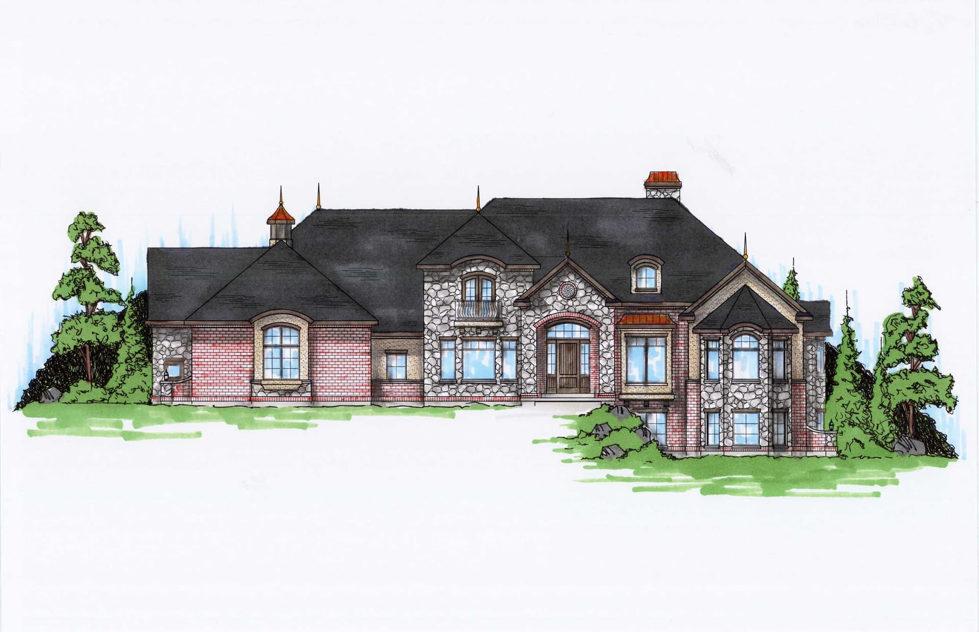 5-Bedroom, 3994 Sq Ft European Home Plan - 135-1023 - Main Exterior