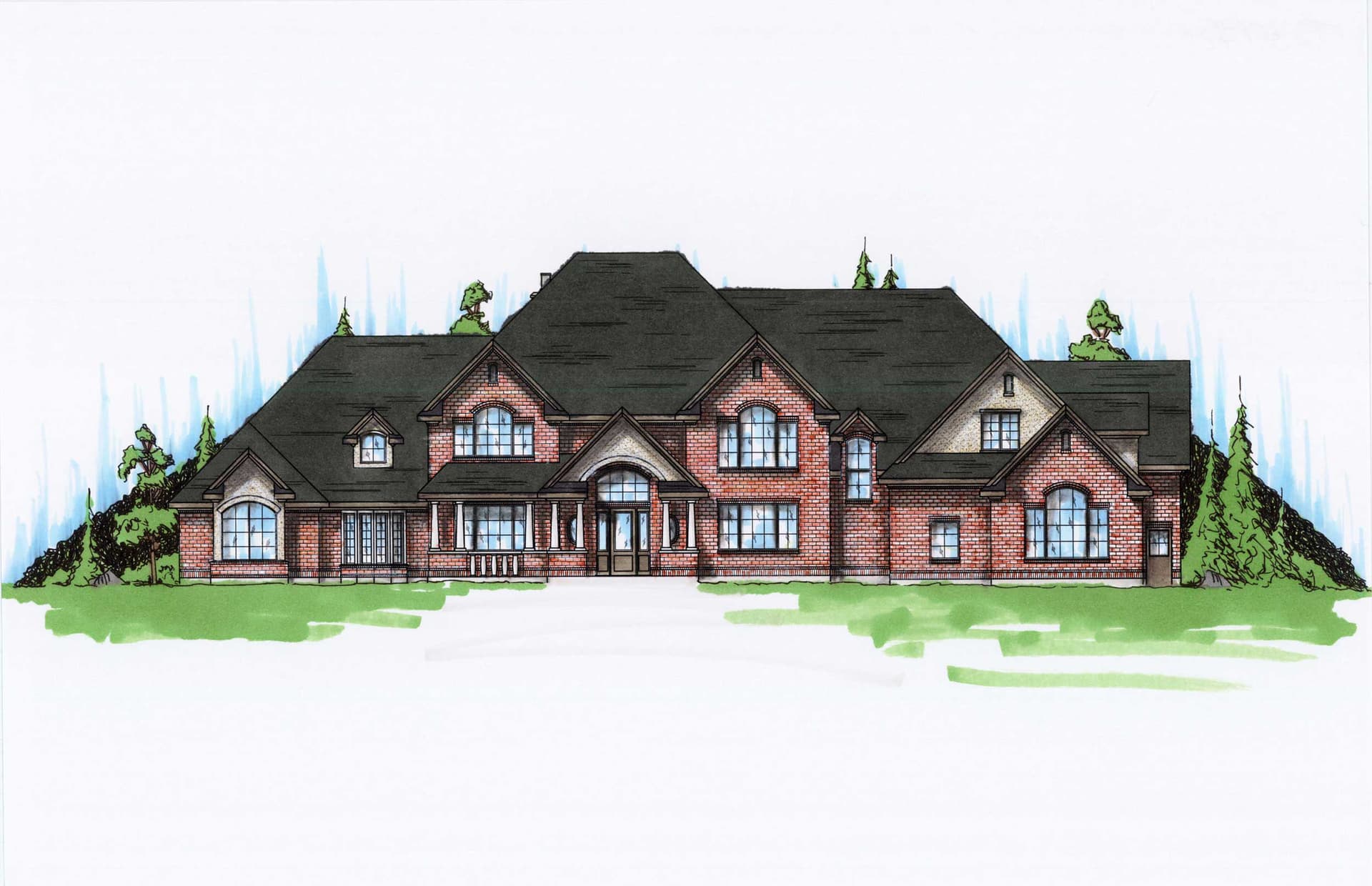 7-Bedroom, 6785 Sq Ft Farmhouse Home Plan - 135-1028 - Main Exterior
