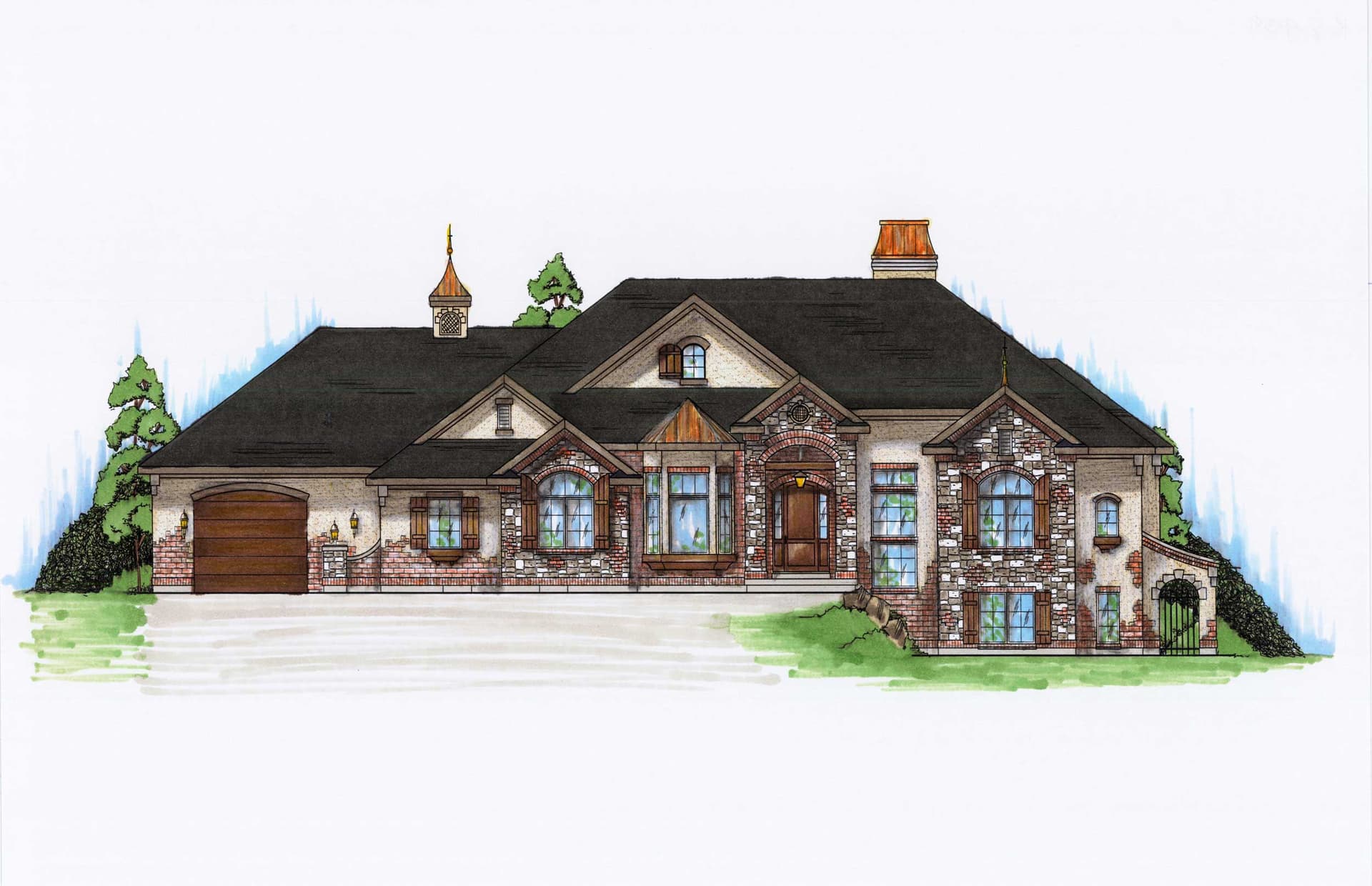 5-Bedroom, 2459 Sq Ft European House Plan - 135-1047 - Front Exterior