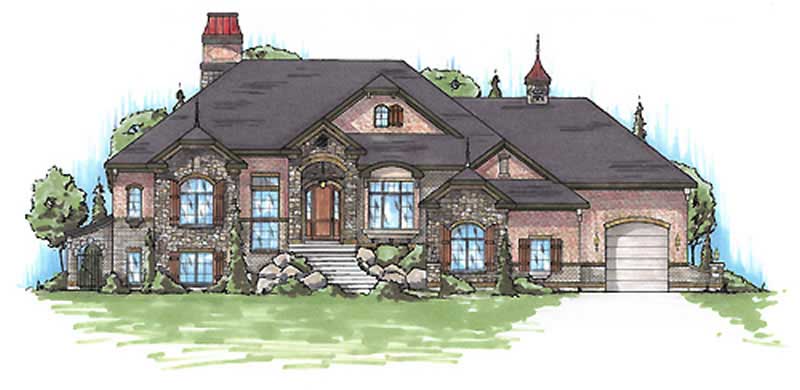 4-Bedroom, 2426 Sq Ft European House Plan - 135-1088 - Front Exterior