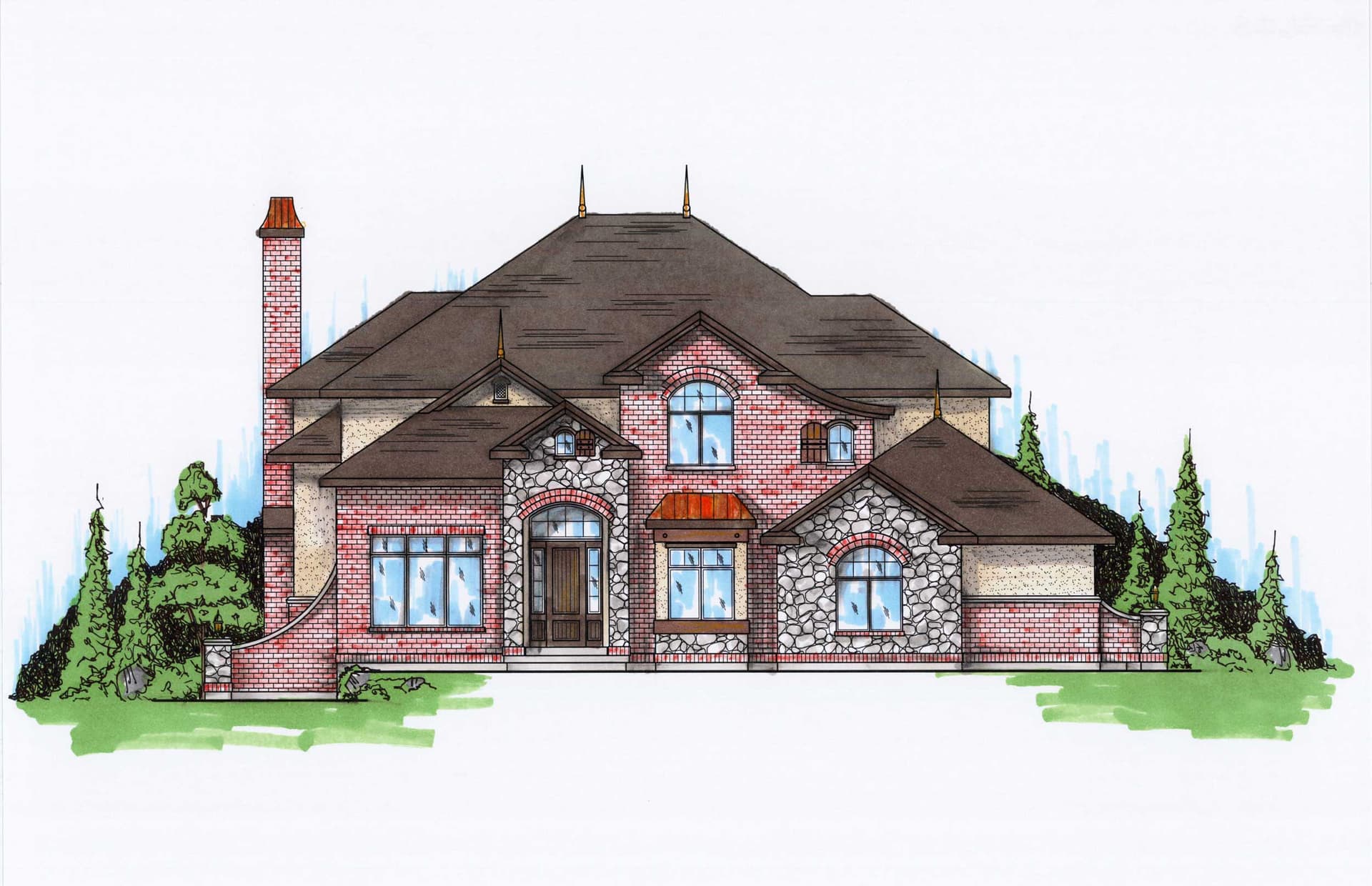 6-Bedroom, 5564 Sq Ft Luxury House Plan - 135-1096 - Front Exterior
