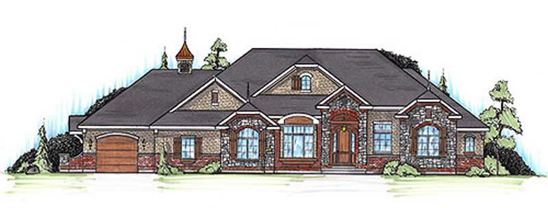 3-Bedroom, 2393 Sq Ft European House Plan - 135-1098 - Front Exterior