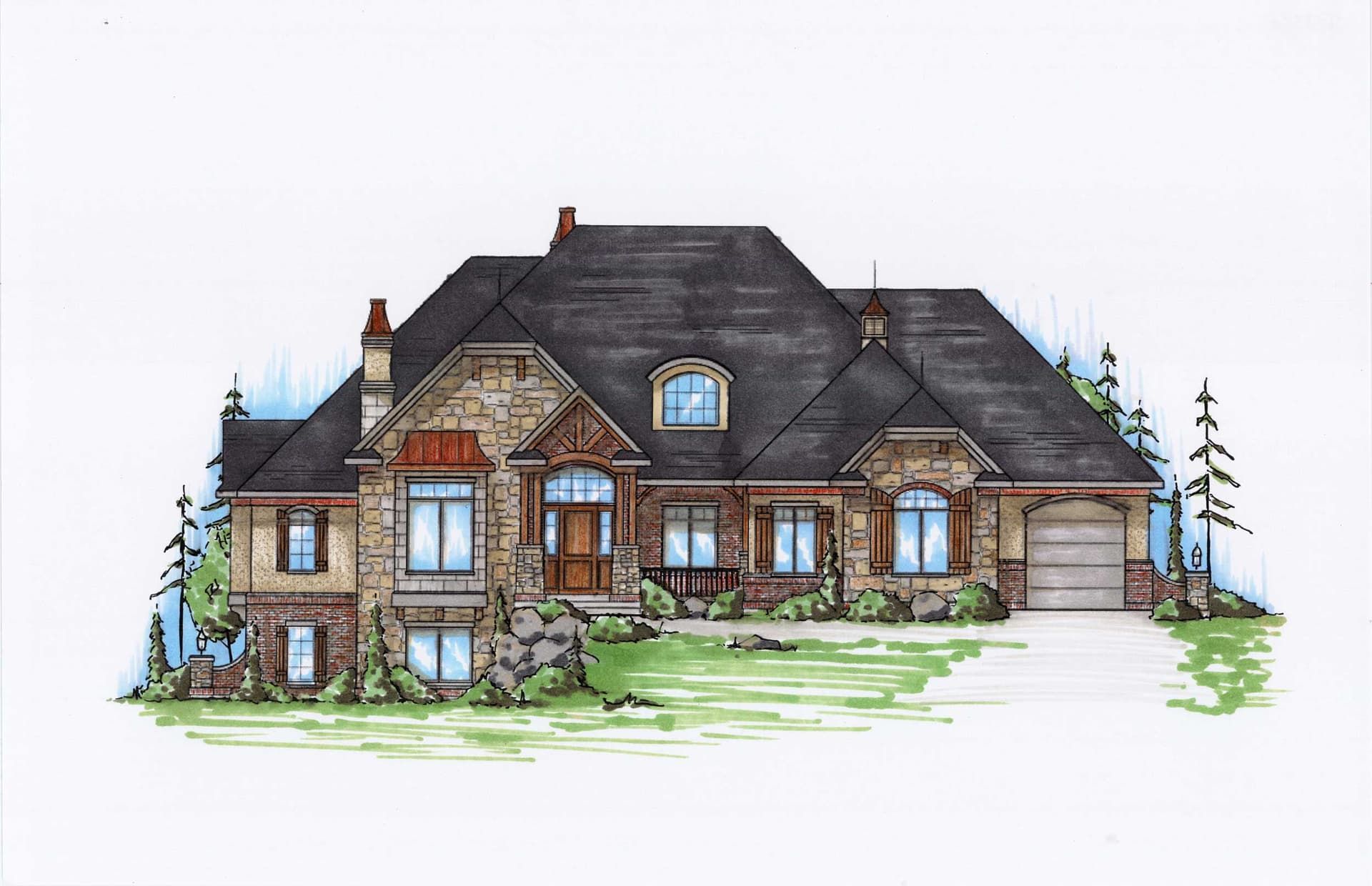 6-Bedroom, 3326 Sq Ft European House Plan - 135-1103 - Front Exterior