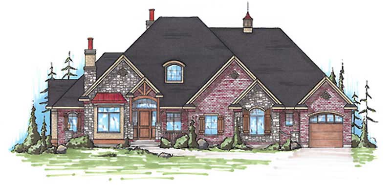 3-Bedroom, 2494 Sq Ft European Home Plan - 135-1110 - Main Exterior