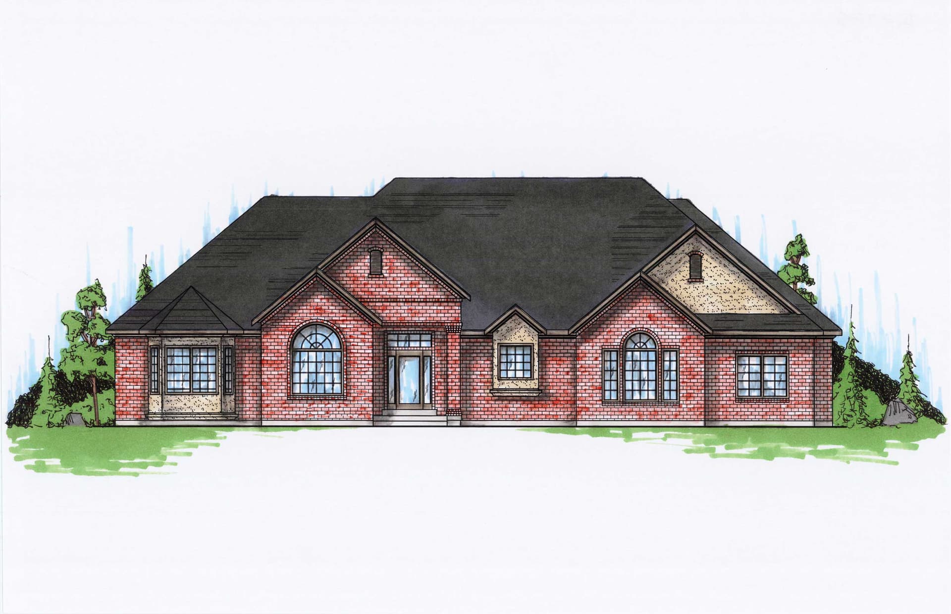 5-Bedroom, 2735 Sq Ft Ranch House Plan - 135-1125 - Front Exterior