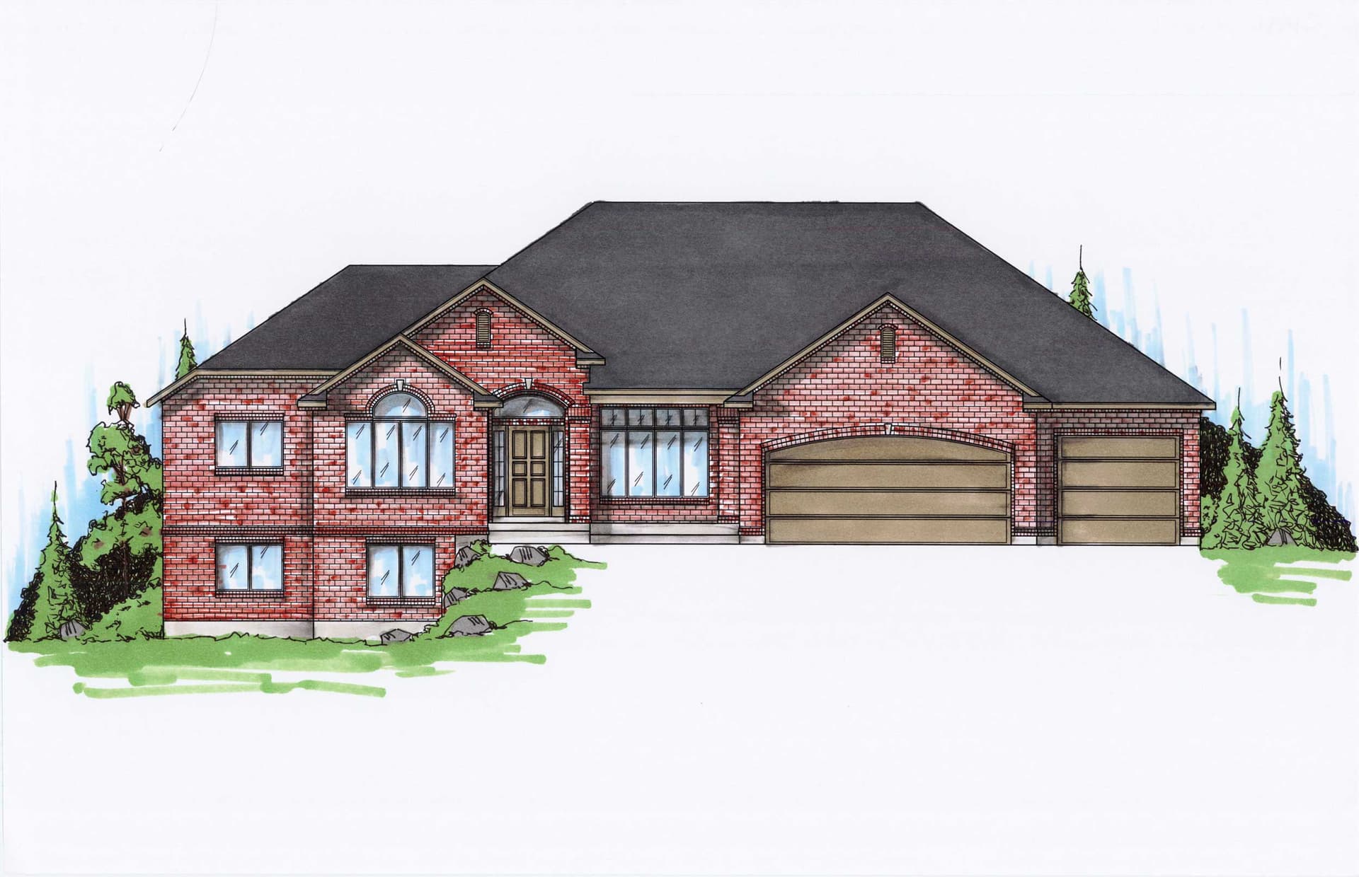 3-Bedroom, 1991 Sq Ft Ranch House Plan - 135-1149 - Front Exterior