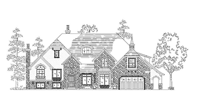 4-Bedroom, 3766 Sq Ft European House Plan - 135-1173 - Front Exterior