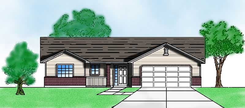 3-Bedroom, 1245 Sq Ft Ranch Home Plan - 135-1188 - Main Exterior