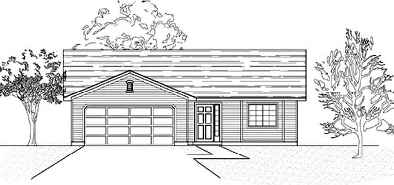3-Bedroom, 1355 Sq Ft Ranch Home Plan - 135-1189 - Main Exterior