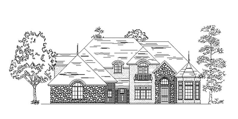 3-Bedroom, 3648 Sq Ft European House Plan - 135-1195 - Front Exterior