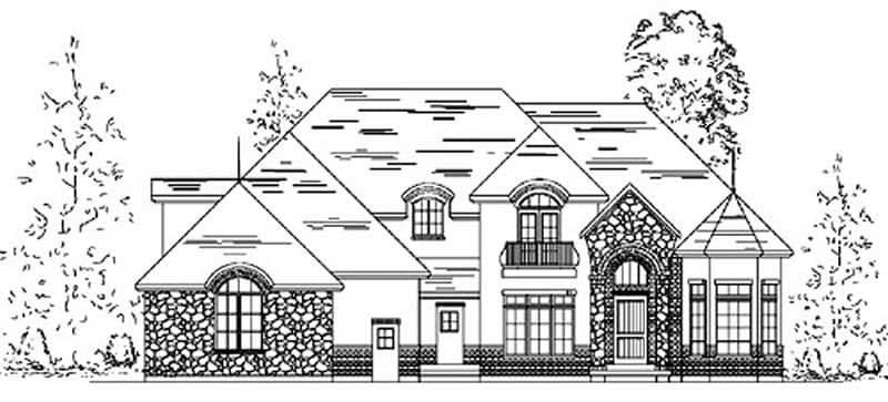 4-Bedroom, 3641 Sq Ft European House Plan - 135-1227 - Front Exterior