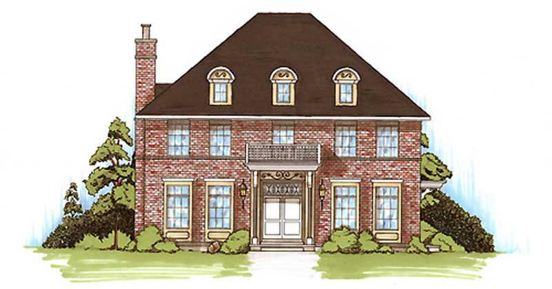 4-Bedroom, 2943 Sq Ft Colonial House Plan - 135-1244 - Front Exterior