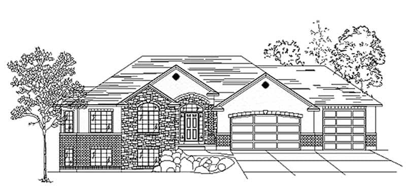 3-Bedroom, 1837 Sq Ft European House Plan - 135-1276 - Front Exterior
