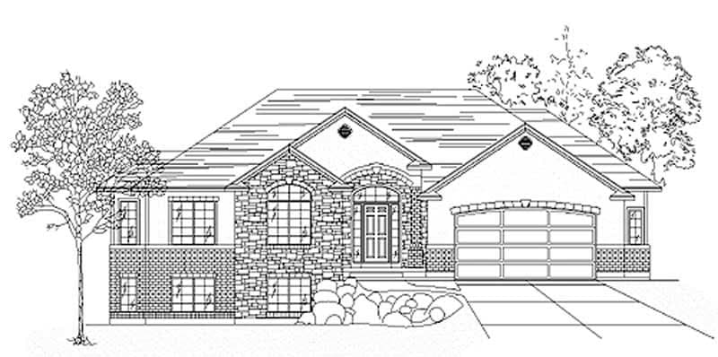 3-Bedroom, 1750 Sq Ft European House Plan - 135-1284 - Front Exterior