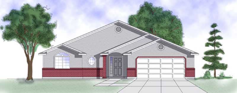 3-Bedroom, 1227 Sq Ft Ranch Home Plan - 135-1344 - Main Exterior