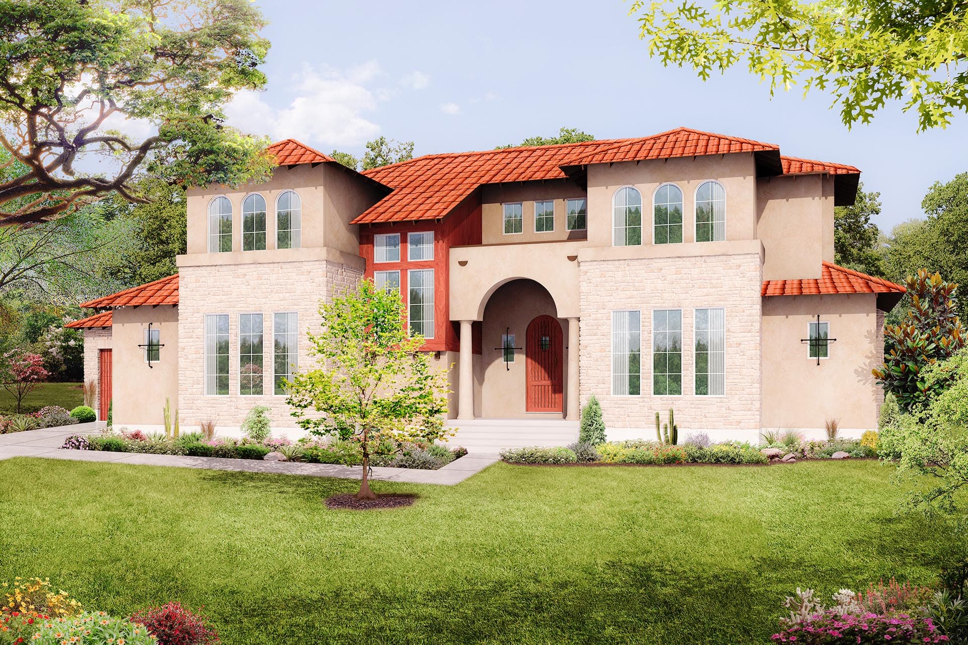 5-Bedroom, 3585 Sq Ft Mediterranean Home Plan - 136-1039 - Main Exterior