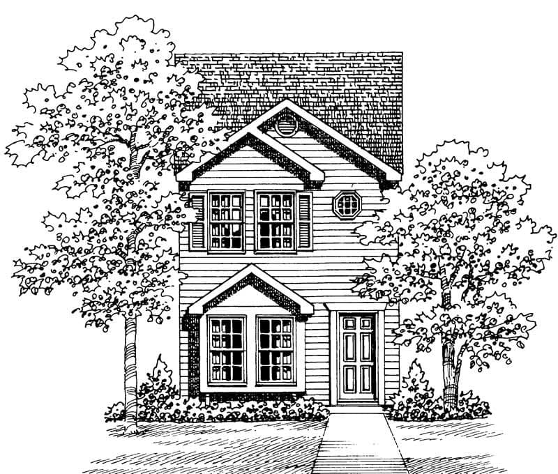 2-Bedroom, 1067 Sq Ft Country House Plan - 137-1007 - Front Exterior