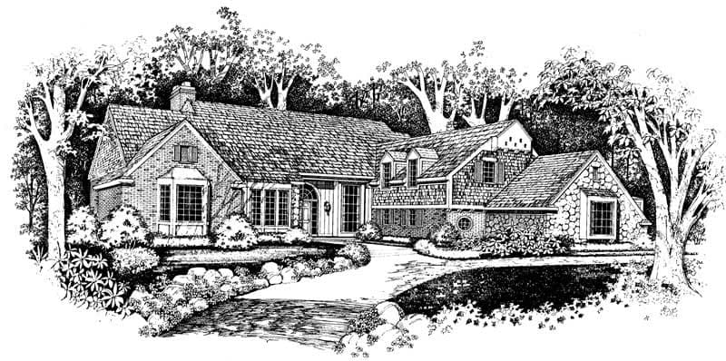 3-Bedroom, 4408 Sq Ft Country House Plan - 137-1027 - Front Exterior
