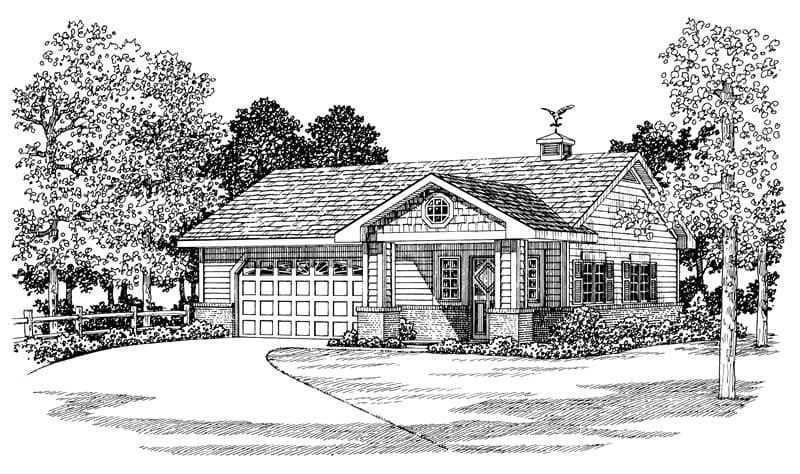 861 Sq Ft Garage with Multi-Use Room Plan - 137-1034 - Front Exterior