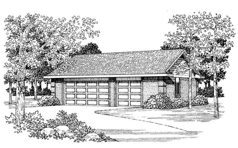 2-Car, 876 Sq Ft Woodshop Garage Plan - 137-1042 - Front Exterior