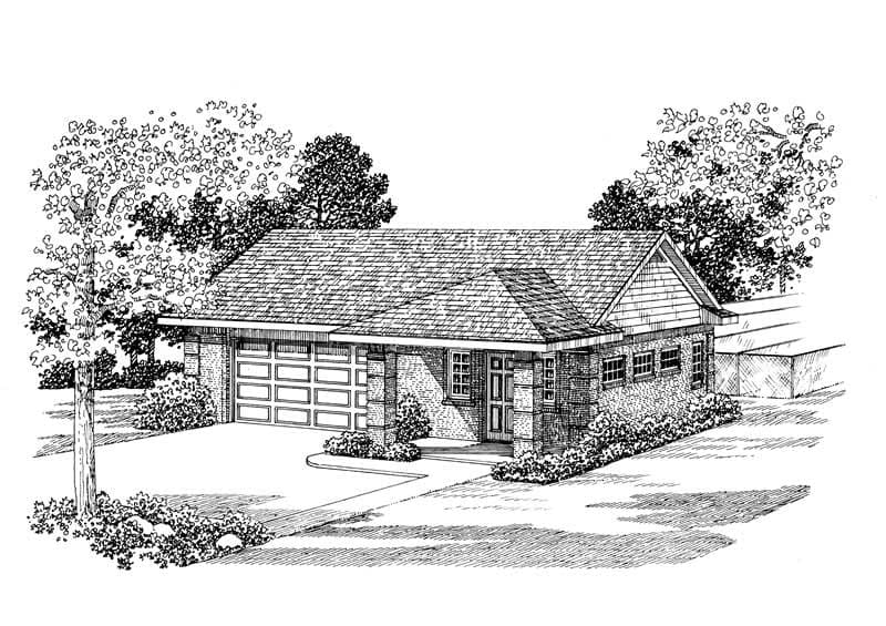 1-Bedroom, 861 Sq Ft Garage Home Plan - 137-1044 - Main Exterior