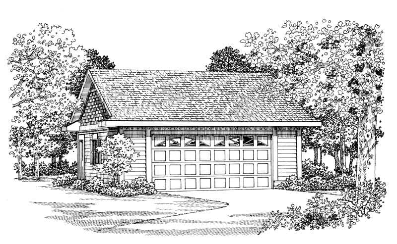 2-Car, 600 Sq Ft Garage Plan - 137-1080 - Main Exterior