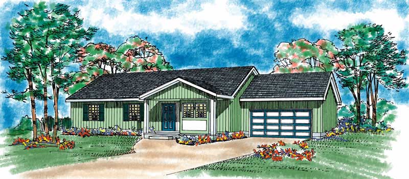 3-Bedroom, 1130 Sq Ft Country Home Plan - 137-1088 - Main Exterior