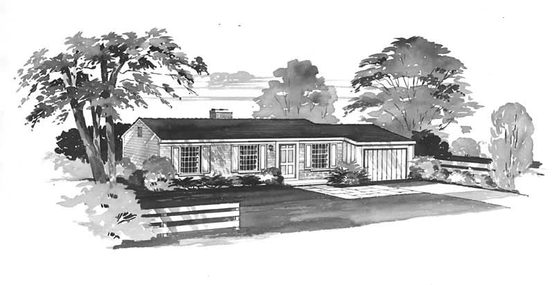 3-Bedroom, 936 Sq Ft Ranch Home Plan - 137-1135 - Main Exterior