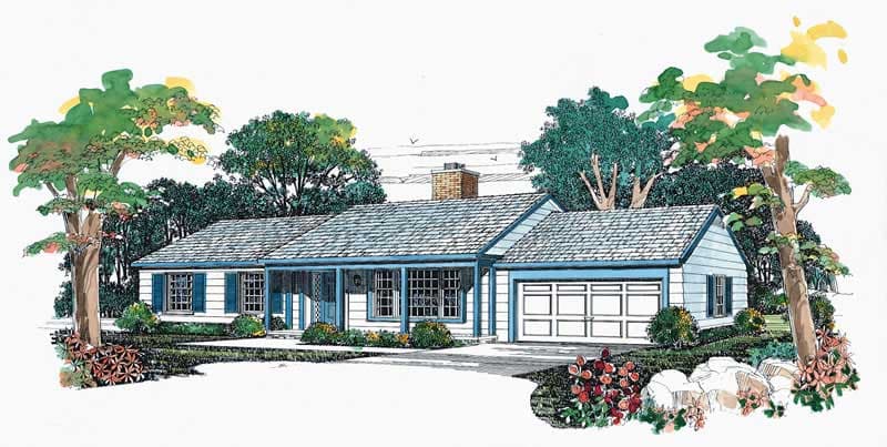 3-Bedroom, 1344 Sq Ft Ranch Home Plan - 137-1154 - Main Exterior