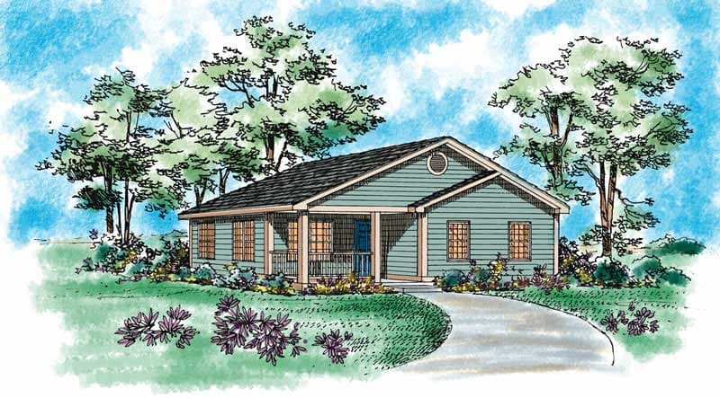 2-Bedroom, 1433 Sq Ft Country Home Plan - 137-1195 - Main Exterior