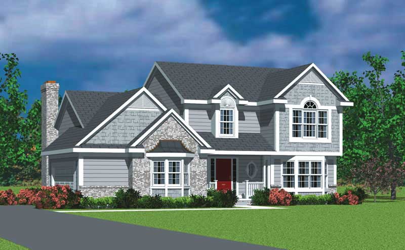 3-Bedroom, 2030 Sq Ft Colonial Home Plan - 137-1213 - Main Exterior