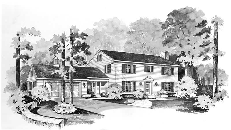 4-Bedroom, 2416 Sq Ft Colonial Home Plan - 137-1215 - Main Exterior