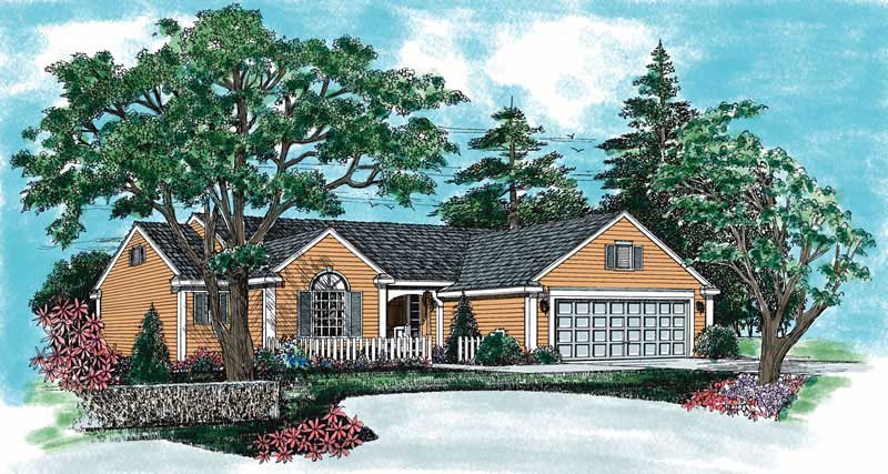 3-Bedroom, 1530 Sq Ft Country Home Plan - 137-1282 - Main Exterior
